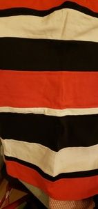 White orange and black body con strapless dress